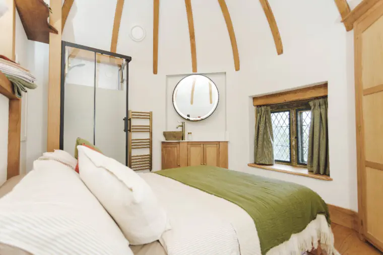 The bedroom, beneath the dome